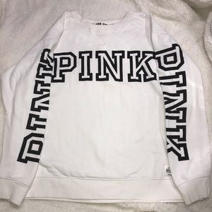 PINK White Crew Neck Sweatshirt